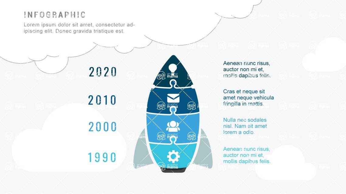 Infographic Templates Collection - Vector, Photoshop, PowerPoint, Google Slides - Timeline Infographic Template with Rocket